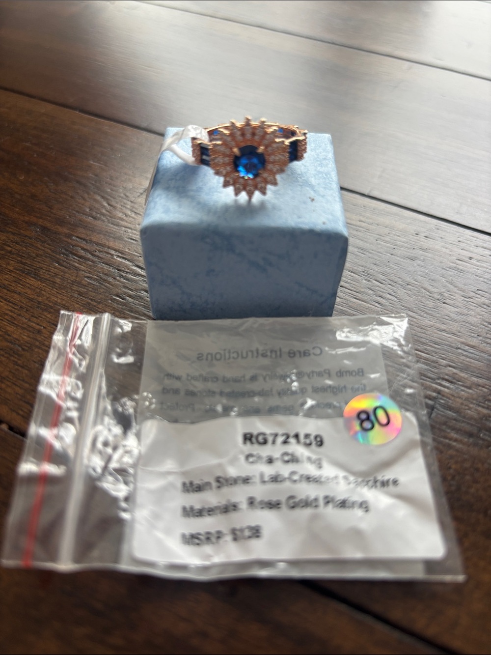 Bomb Party Cha-Ching Sapphire Blue on Rose Gold Size 8